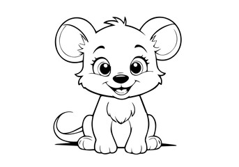 Wall Mural - Coloring page of little baby lion for kids coloring book