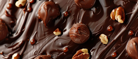 Wall Mural - Chocolate and nuts dessert background