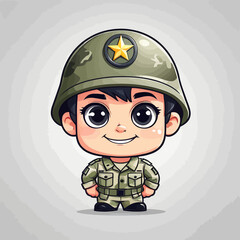 Wall Mural - Cute Army Cartoon Logo Design Very Cool