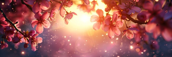 Poster - Delicate pink blossoms adorn a majestic tree, creating a breathtaking display of beauty and natures wonder
