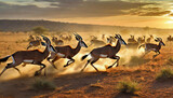 Fototapeta Uliczki - Antelope Sprinting through Savannah