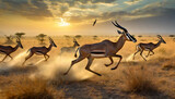 Fototapeta Uliczki - Antelope Sprinting through Savannah