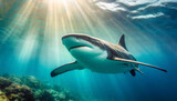 Fototapeta Uliczki - Basking Sharks beneath Waves