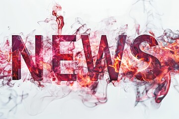 Poster - The word news is creatively formed out of swirling red smoke, evoking a sense of mystery and intrigue