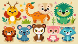 Fototapeta Pokój dzieciecy - animals alphabet set for kids abc education in pre