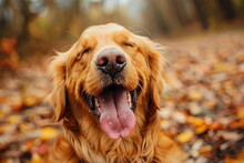 Golden Retriever Dog On Nature Background, Pet