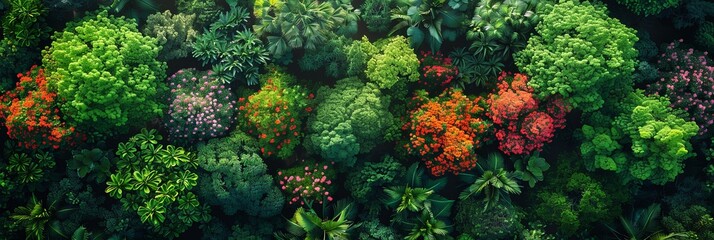 Leinwandbilder - An enchanting aerial perspective of a lush forest teeming with majestic trees, creating a breathtaking sea of greenery stretching as far as the eye can see