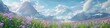 springtime idyllic mountain landscape of Alps with blooming meadows