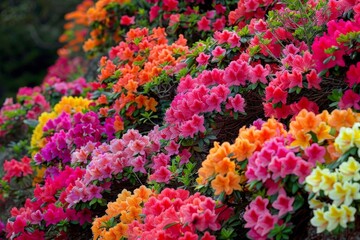 Canvas Print - A vibrant bunch of assorted flowers gracefully scattered across lush green grass, illuminated by the warm rays of the sun in a serene meadow