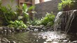 Water Feature With Rocks and Plants in Garden