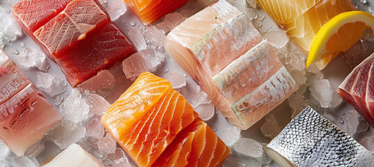 Canvas Print - Frozen Fish Segment, gourmet, seafood, raw fish