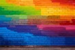 a rainbow painted brick wall