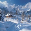 © Nico - Winter Wonderland: A snowy landscape with a cozy cabin and snow-covered trees, portraying the enchantment of winter travel.