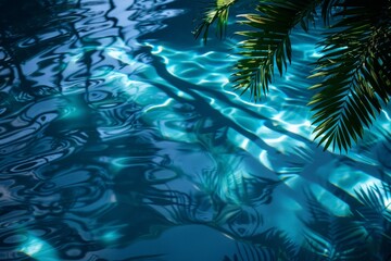 Aufkleber - A palm tree reflected in a shimmering pool of water, creating a mesmerizing symphony of natures beauty and tranquility