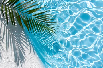 Canvas Print - The graceful silhouette of a palm tree is cast upon the shimmering water, creating a mesmerizing dance of light and shadow