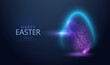Easter glitter egg technology blurry design. Neon particles dotted future ai holiday concept. Magic icon egg glow cyber light vector.