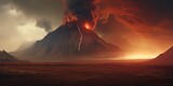 Fototapeta  - Witness a volcanic eruption: explosions, smoke, and rivers of lava.