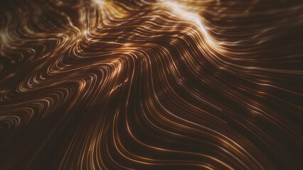 Poster - Gold Streaming Lines Background/ Animation of an abstract background of flowing and streaming light strings with depth of field