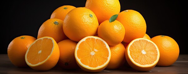 Wall Mural - A stunning fruit background adorned with slices of juicy oranges, evoking the essence of sunshine and vitality.