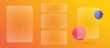 Glass transparent interface ui digital window element design vector graphic illustration set, plastic card notice notification banner text frame web background, 3d ux screen panel template image