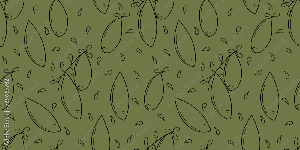 Seamless pattern with fruits. Finger lime with leaves in hand drawn ...