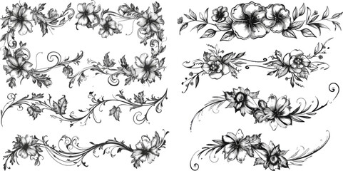 Ink flourish and arrow decorations dividers victorian doodles isolated icons set