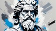 greek god zeus portrait gray theme oil pallet knife paint painting on canvas with large brush strokes modern art illustration from Generative AI