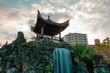 Stunning Japanese pagoda situated in the Fukushuen Garden in Naha, Okinawa, Japan