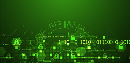 Poster - Secure digital background. Virtual confidential, programming protection. Hand drawn vector.