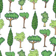© Anna - seamless pattern with trees in a simple flat style. Template for design, print, background, wallpaper, wrapping
