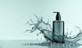 A product photography. Blank mock-up shampoo bottle advertisement