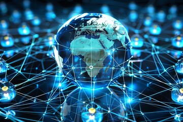 Poster - Illustration of global network connection and media concept for digital connectivity