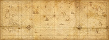 Old Map Collage Background. A Concept On The Topic Of Sea Voyages, Discoveries, Pirates, Sailors, Geography, Travel And History. Pirate, Travel And Nautical Background.
