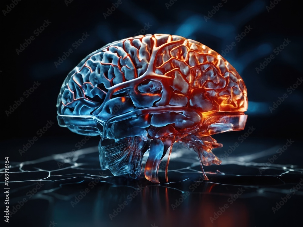 Radiographic image of the anatomy of the brain. Abstract illustration ...