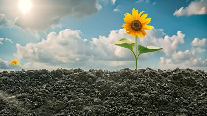 Poster - sun flower with sky background