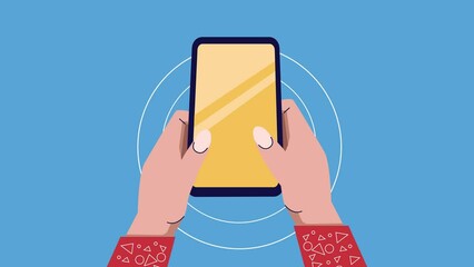 Fast Hand playing on smartphone video motion animation