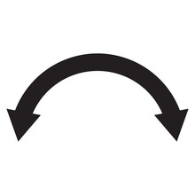 Semicircular Curved Thin Long Double Ended Arrow.. Replaceable Vector Design. Dual Semi Circle Arrow.
