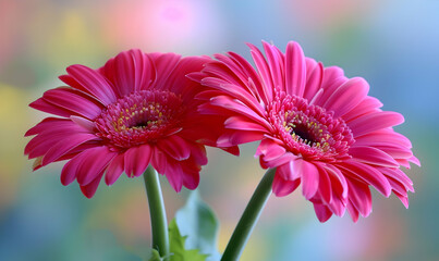 Wall Mural - photo close-up bright gerberas background