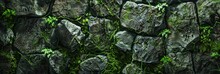 A Rough Stone Wall Pattern, Reminiscent Of The Lost Cities And Ruins, With Moss And Vine Overlays, Creating A Mysterious And Ancient Backdrop Created With Generative AI Technology
