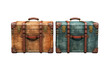 Old suitcases isolated on transparent a white background