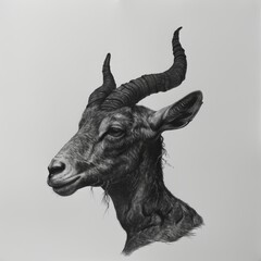 Sticker - a black and white drawing of a goat