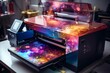 a futuristic digital inkjet printer capable of producing intricate and vivid graphics with advanced technology and precision