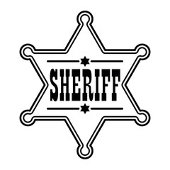 Wall Mural - sheriff badge star, black and white emblem of a six pointed star with the inscription Sheriff, vector illustration