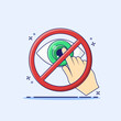 Don't touch eye icon cartoon vector illustration. Avoid touching eye