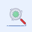 Virus bacteria detection concept with magnifying glass cartoon vector illustration. Virus diagnostic under magnifier