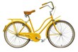 Yellow Bicycle with Clipping Path - Bright Bike with Absorber, Belt and Brake for Activity on White Background