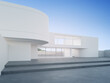 House with concrete floor terrace. 3d rendering of modern building and blue sky background.