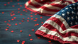 Usa flag on blue background. Memorial, independence day, US of america national holiday template