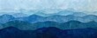 Abstract blue watercolor mountain landscape