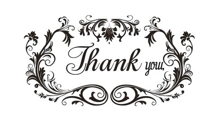 Wall Mural - Thank you on white background. modern calligraphy white background